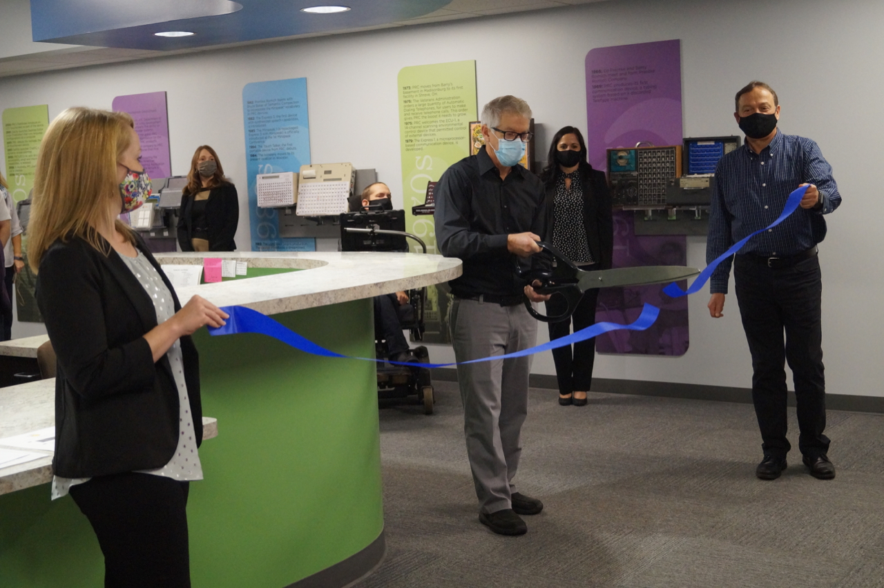 PRC-Saltillo CEO Dave Hershberger cutting the ribbon to celebrate the new headquarters renovation